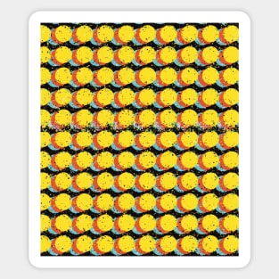 Yellow Trippy Glitched Retro Dot Pattern Sticker